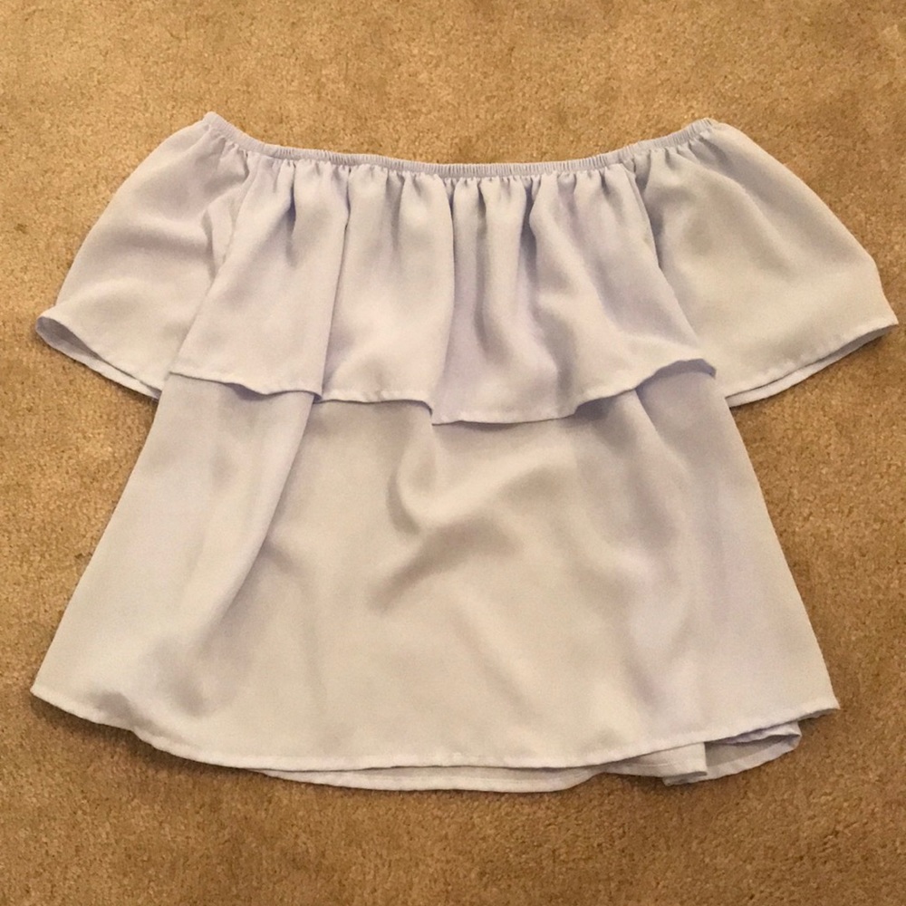 Light blue off the shoulder top